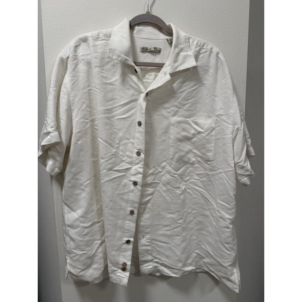 Batik Bay Men's Short Sleeve Camp Shirt Size XL Hawaiian White‎
